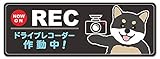 柴犬 黒柴 スリム型 NOW ON REC【ドライブレコーダー作動中】車マグネットステッカー
