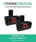 2 Durable Craftsman DieHard C3 19.2 volt NiCd 3300mAh Battery, Fits Models 315.115410, 10126, 11541,