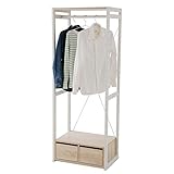 LOWYA （ロウヤ） 【選べる3Type】 収納 ハンガーラック リアル木目 ワードローブ 引出し 幅60cm Atype ホワイト/オーク おしゃれ 新生活