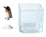 花市場直送便 ミニチュアガラス キングペンギン & カラーサンド ホワイト & 植え込み用グラス ニューブロックS