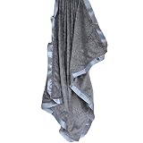 Cozy Wozy Paisley Minky Baby Blanket with Coordinating Satin Ribbon Trim, Silver Gray, 30 x 36 by Co