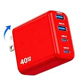 充電器40W Type-C PD20 急速充電器 スマホ 電源アダプター（レッド）