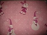 Nate and Nat Snowmen and Friends Twin Flannel Sheet Set Pink and White [並行輸入品]