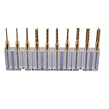 10pcs 1.0 1.5 2.0 2.5 3.0mmチタンコーティングカットエンドミルCNC PCB彫刻