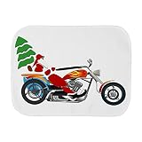Truly Teague Baby Burp Cloth Holidayバイカーサンタon his Motorcycle / Chopper