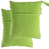 Damero 2pcs Pack Cute Travel Baby Wet and Dry Cloth Diaper Organizer Bag( Large, 2 pcs Green) by Dam