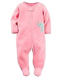 カーターズ ロンパース carter's 女の子用蛍光ピンクドットぞうと小鳥さんフリース足つきカバーオール6months(61-67cm) [並行輸入品]