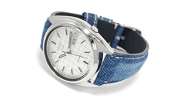 Amazon.co.jp: Okayama Denim x Seiko Collaboration SEIKO 5 Men's Automatic  Watch SNXF05K1 Denim Strap Genuine Stainless Steel Strap : Wrist Watches