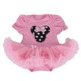 ベビー ワンピース風 ロンパース 3-6M 6-12M 60 70 80 半袖 女児 ミニー 792 (3-6M, ミニー)