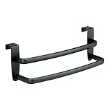 InterDesign Axis Over Cabinet 9" Double Towel holder for Kitchen Dish Towels, Black Matte [並行輸入品]