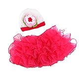 ROSENICE 赤ちゃん　新生児手　ニットかぎ針編み　帽子スカート ベビー写真小道具セット