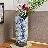 信楽焼　青緑窯変寸胴花入れ【ha-0156】　花瓶　花器　一輪挿し　花入　しがらき焼　陶器　焼き物　壷　インテリア　おしゃれ　オシャレ