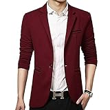 [Gopune] テーラードジャケット メンズ ジャケット スリム ブレザー 快適 ストレッチ カジュアルスーツ ビジネスウェア 通勤着 大きいサイズ レッド M