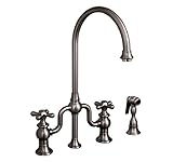 Whitehaus WHTTSCR3-9773SPR-POCH Haus 8 1/8-Inch Bridge Faucet with Long Gooseneck Swivel Spout, Cros