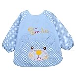 創造的な漫画の赤ちゃん防水長袖よだれかけ送りスモック1枚 青、1-2歳