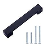 AmazonBasics Short Modern Cabinet Handle, 5" center to center, Flat Black, 10 Pack