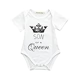 (プタス) Putars新生児服の綿小夏の通気性の快適な白い王冠の文字の印刷クロールスーツリトルボーイの服 3ヶ月 - 18ヶ月