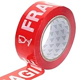 iplusmile 梱包テープ 割れ物注意 4.5cm×100M 発送 梱包 テープ FRAGIL 注意書き フラジャイル テープ 梱包 印刷 テープ 発送用 箱 封印 テープ レッド