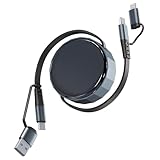 2in2 充電ケーブル 巻き取り式 [MFi & 60W 3A急速充電 & データ同期] 4イン1充電コード USB C/USB A - USB-C および ライトニングケーブル カールコード コンボ Apple Carplay & Android Auto 対応 USB 充電ケーブル 巻き取りiPhone15/14/13/12/11/X/Pro/Android/Pad/Laptop 各種対応