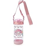 サンリオ(SANRIO) 子供用 水筒 ストローボトル 480ml 直飲み ワンタッチ 軽量 プラスチック ボトル マイメロディ my melody 冷水専用 ショルダーヒモ付き 名前シール付き 女の子 キャラクター 181871