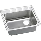 Elkay LRAD252165R4 4-Hole Gourmet Lustertone 25-Inch x 21-1/4-Inch Single Basin Top-Mount Stainless 