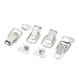 uxcell パッチン錠　ドローラッチ　引き出しバネ支えストレート　4ピース　シルバートーン　ハードウェア