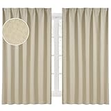 Hansleep 完全遮光カーテン リネン生地 和風 2枚組 幅100cm丈200cm イェロー 断熱 防寒 防音 省エネ 厚手 無地 おしゃれ 洗える リビング用 (イェロー, 幅100cm×丈200cm)