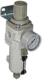 PneumaticPlus SAW3000M-N03BG-MEP Air Filter Regulator Combo Piggyback, 3/8 Pipe Size, NPT-Manual Dra