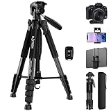 MACTREM 75インチ カメラ三脚 Sony Canon Nikon用 軽量 トラベルビデオ アルミ三脚スタンド 携帯電話マウント付き iPadスマートフォン用