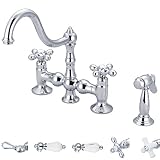 Water Creation F5-0010-01-AL Chrome Bridge Style Kitchen Faucet With Side Spray [並行輸入品]