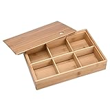 Yescom 収納ボックス 竹木製収納 仕切り シンプル おしゃれ 小物入れ お菓子おやつ収納 蓋付き