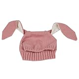 DreamYS 子供 帽子 ベビー ニットハット 手編み フリースウール厚さ かわいい 赤ちゃん帽子 やわらかい 肌さわりよく 無地 防寒保温 綿 キッズ 秋冬用 (ピンク)
