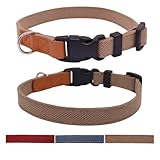 WDPAWS ペット首輪 小型犬 首輪 犬猫用首輪 超軽量 デニム製 (カーキ, XS)