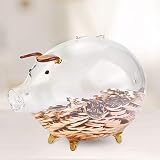 貯金箱 ガラス 豚 貯金缶 ブタ 大きな豚銀行クリアガラス貯金箱 透明 貯金箱 コイン箱 誕生日クリスマス プレゼント可愛い おもちゃ 宝箱 豚小銭ボックス コインバンク ブタ缶BANK