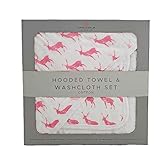Newcastle Classics(ニューキャッスルクラシックス) フードタオル+ウォッシュクロスセット コットンモスリン 【日本正規品】フード付きタオル ハンドタオル パイル生地 お風呂 おでかけ Pink Deer フードタオル/90x90cm ウォッシュクロス/30x30cm NC-TWC9001