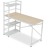 デスク パソコンデスク 収納ラック付 左右対応 角丸天板 ワイド 幅120cm 木目天板 ナチュラル