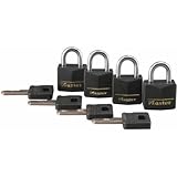 マスターロック121q 3 /4in。4 PC。Wide Coveredソリッドボディ南京錠、ブラック 1-Pack 121Q
