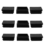 uxcell チューブインサート プラスチック製 長方形 30 x 40mm リブ付き チューブインサート パイプ チューブ エンド カバー キャップ 家具 滑走 テーブル 足 フロアプロテクター ブラック 9個入り