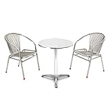 ガーデン3点セット ステンレス製 ガーデンチェア ガーデンテーブル ガーデンテーブルセット テーブルセット テーブルチェア スタッキングチェア 収納 ガーデン 家具 ガーデニング 屋外 庭 ベランダ 