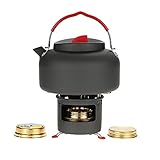 ALOCS ケトルアルコールストーブセット キャンプ用 水ボイラー+1.4Lアルコールストーブヒーター+ ブラケットポータブルサポート