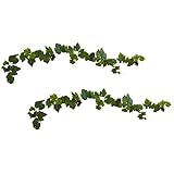 Nearly Natural Grape Leaf Deluxe Garland with Grapes (Set of 2), 6' [並行輸入品]