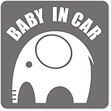 imoninn BABY in car ステッカー　【マグネットタイプ】　No.01　ゾウさん　（シルバーメタリック）