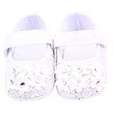 Chilie Baby Girlベビーベッド靴新生児マジックテープソフトノンスリップキュートフラットフラワースニーカーPrewalker Slipper Size12:6-12 months ホワイト
