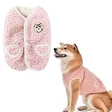 犬 服 小中型犬冬服 ペット 服 ドッグウェア 犬ベスト 背中開き 暖かい チワワ 冬服 猫 犬 裹起毛 防寒着 サンゴベルベット ベスト 犬の服 脱毛保護 お散歩 お出かけ 犬服着やすい (ピンク, S)