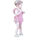 Karchi 　ベビー用ロンパース　カバーオール　　子供連体服 　袖無しチェック柄オールインワン　 女の子着 　子供連体服　 春夏 可愛い ベビ用連体服 　 柔らかい おしゃれ 　幼児　赤ちゃん 　ピ