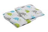 Bacati - Elephants 2 Pc Muslin Crib Sheets (Aqua/lime/grey) by Bacati