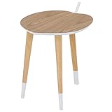 不二貿易 サイドテーブル アップル 直径40cm ホワイト ナチュラル 10917