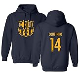 TCAMPバルセロナサッカーシャツPhilippe Coutinho # 14 Futbolメンズパーカースウェットシャツ Adult Large