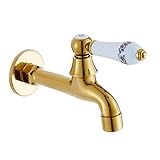 Perfk ウォールマウント　洗面器タップ　洗濯機タップ　キッチンシンクタップ　ゴールド　実用　エレガント　全3種 - ゴールド＃3