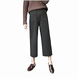 Spinas (スピナス) マタニティ レディース ウール調 クロップド ワイド パンツ あたたかい 七分丈 パンツ ウエスト 調節可 後期まで着用できる 秋 冬 全2色（グレー/ブラック )